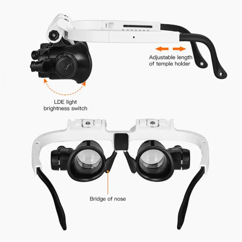 Magnifying Loupe Glasses 8x 15x 23x Magnifier Loupe 2 Led Lights Repair Loupe Tool Microscope Head Wearing Magnifier
Magnifying Loupe Glasses 8x 15x 23x Magnifier Loupe 2 Led Lights Repair Loupe Tool Microscope Head Wearing Magnifier