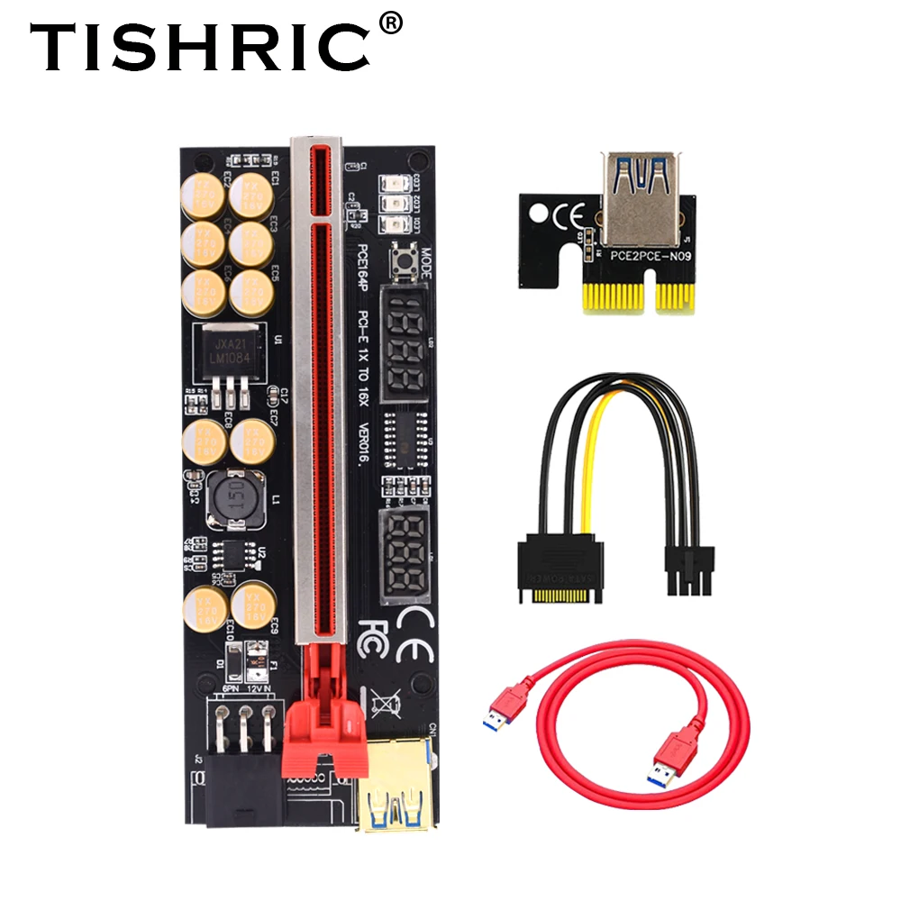 Новейший Райзер TISHRIC VER016 016 PCI-E PCIE PCI E экспресс-карта Температурное напряжение GPU X16