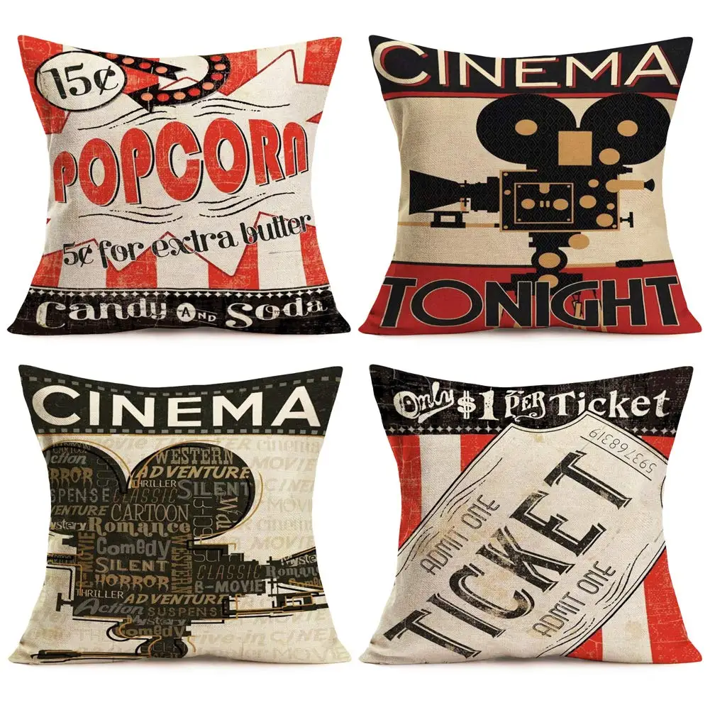 Movie projector pattern linen pillowcase, living room sofa cushion cover, home decoration, stylish home pillowcase 40x40
Movie projector pattern linen pillowcase, living room sofa cushion cover, home decoration, stylish home pillowcase 40x40