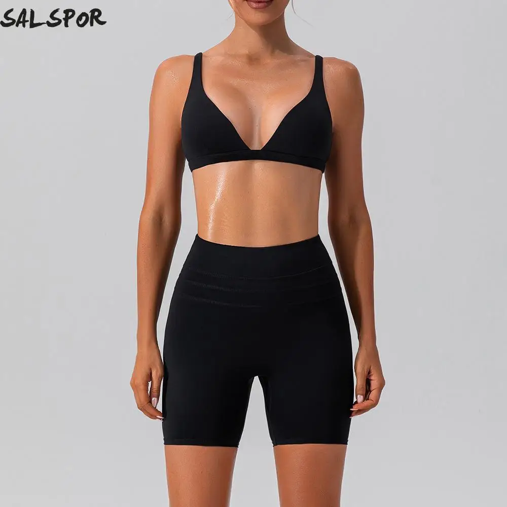 SALSPOR женский спортивный костюм для йоги, Быстросохнущий комплект для фитнеса с глубоким V-образным вырезом, спортивный бюстгальтер с велосипедными шортами, повседневная спортивная одежда
SALSPOR женский спортивный костюм для йоги, Быстросохнущий комплект для фитнеса с глубоким V-образным вырезом, спортивный бюстгальтер с велосипедными шортами, повседневная спортивная одежда