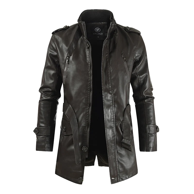 2023 autumn and winter new men medium-length leather jacket fashion standing collar plus down windproof warm coat black Casual
2023 autumn and winter new men medium-length leather jacket fashion standing collar plus down windproof warm coat black Casual