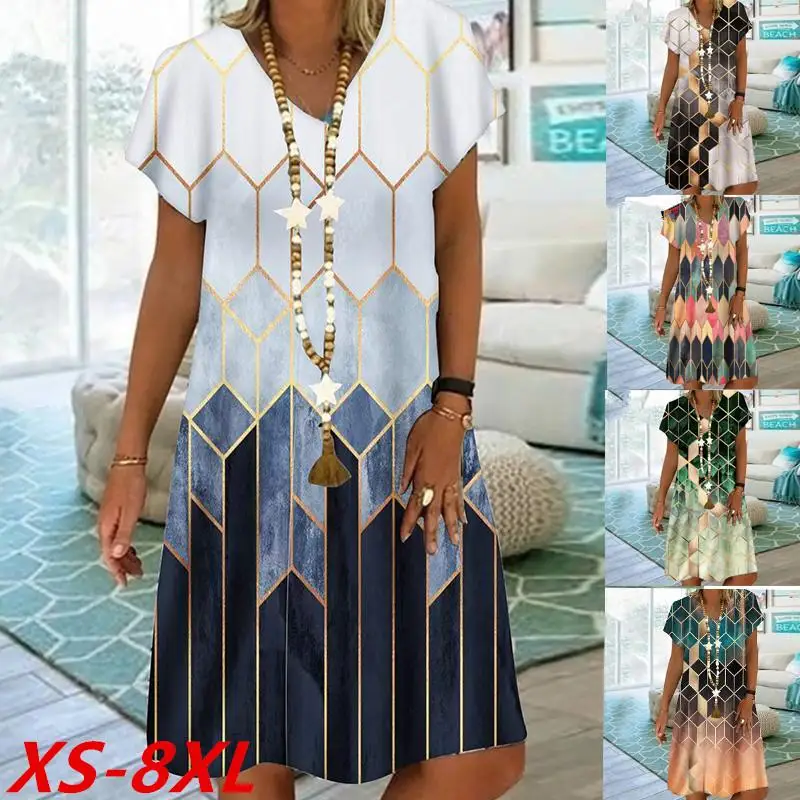 2022 Women's New Party Summer Sexy Mini Dress Printed Plus Size V Neck Dress XS-8XL
2022 Women's New Party Summer Sexy Mini Dress Printed Plus Size V Neck Dress XS-8XL
