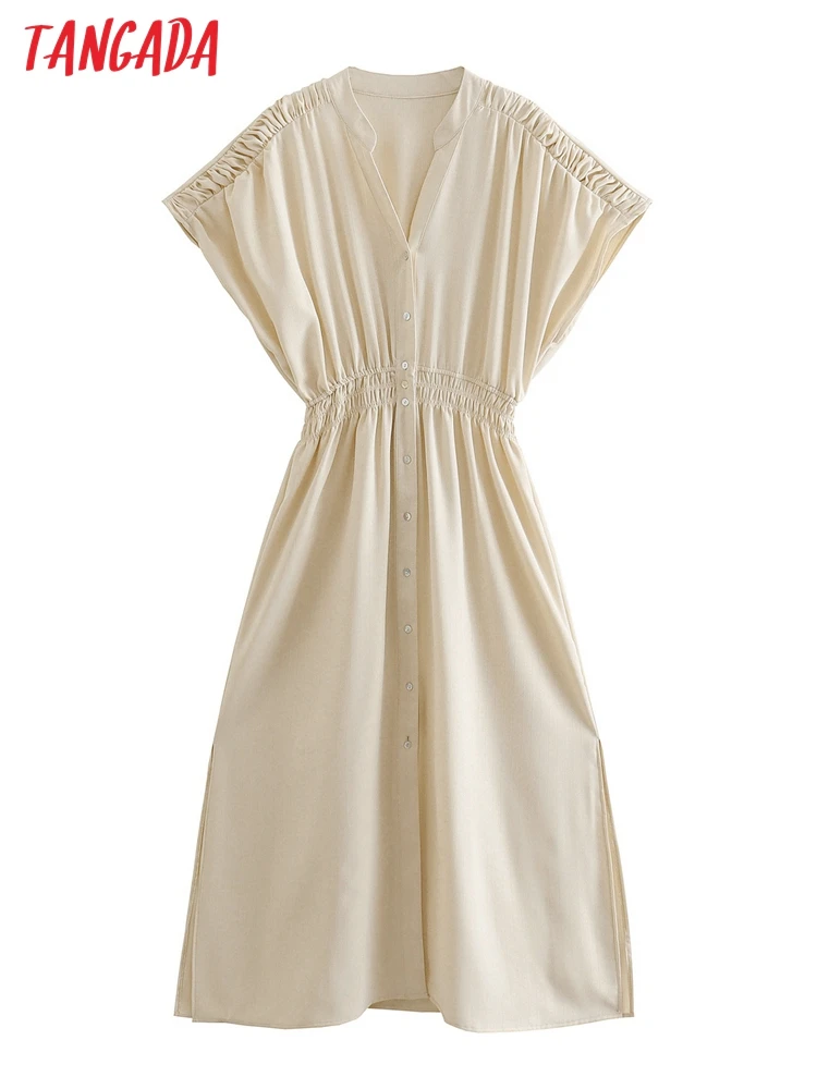 Tangada 2022 Summer Women Solid Tunic Strethy Waist Long Dress V Neck Short Sleeve Ladies Sundress XN78
Tangada 2022 Summer Women Solid Tunic Strethy Waist Long Dress V Neck Short Sleeve Ladies Sundress XN78