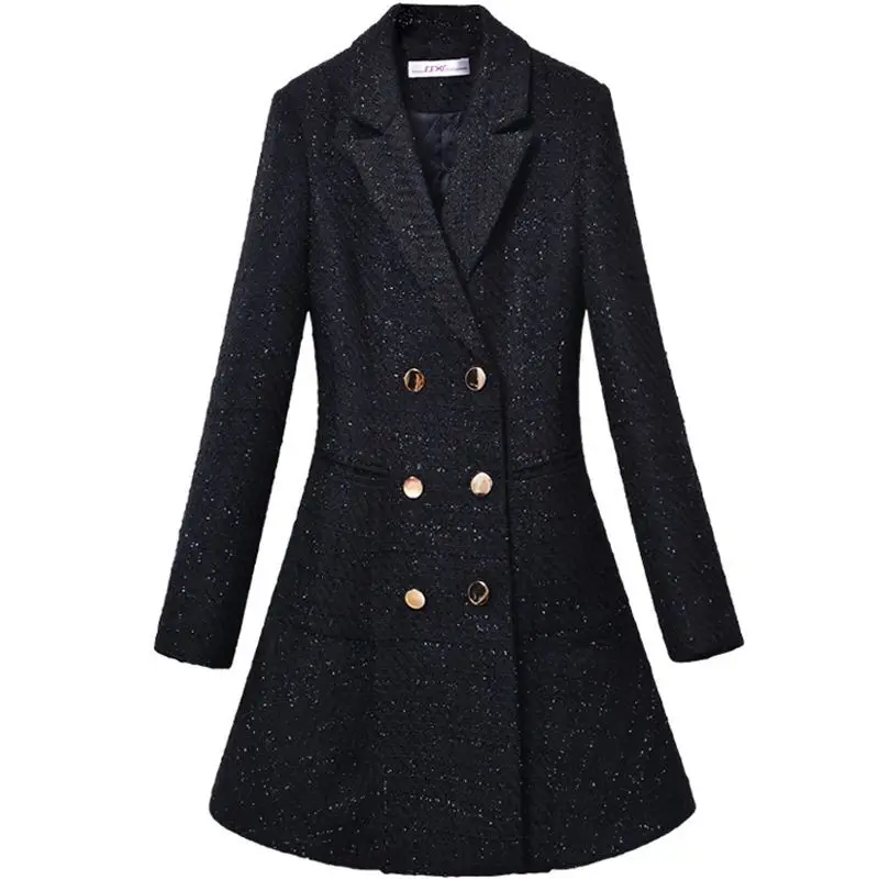 2022 New Autumn Winter Black Woolen Jacket Women Fashion Mid Long Thick Warm Wool Coat Female Suit Collar Slim Coats Female Tops
2022 New Autumn Winter Black Woolen Jacket Women Fashion Mid Long Thick Warm Wool Coat Female Suit Collar Slim Coats Female Tops