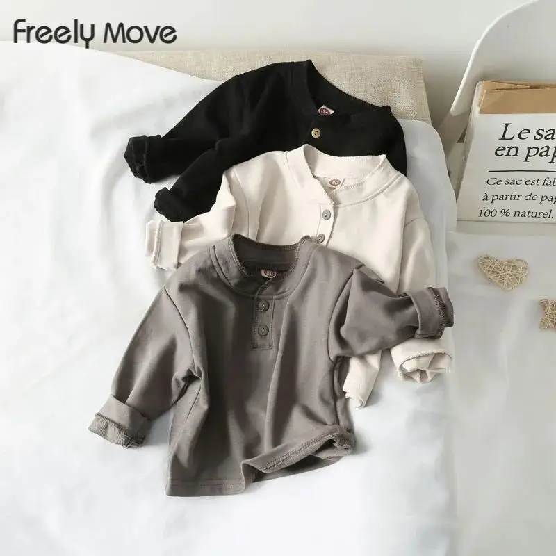 Freely Move O Neck Long Sleeve Buttons Spring Autumn t shirt For Children Toddler Clothes Funny Top Tees Drop Ship Buttons
Freely Move O Neck Long Sleeve Buttons Spring Autumn t shirt For Children Toddler Clothes Funny Top Tees Drop Ship Buttons