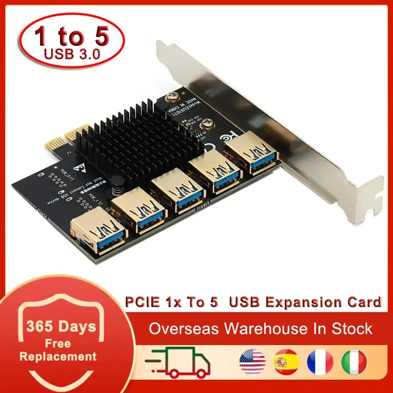 PCI Express Multiplier Pcie 1x To 5 USB 3.0 Expansion Card Pcie 1 To 5 Hub Riser Graphic Card Pci Express X16 For BTC Mining
PCI Express Multiplier Pcie 1x To 5 USB 3.0 Expansion Card Pcie 1 To 5 Hub Riser Graphic Card Pci Express X16 For BTC Mining