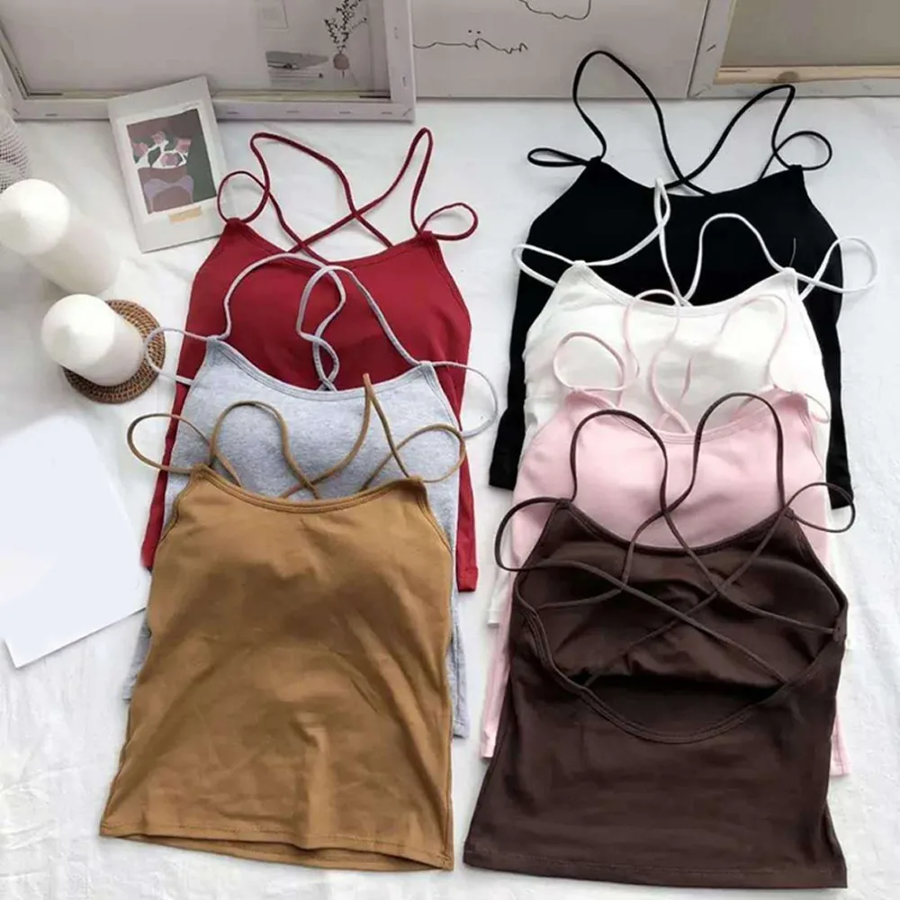Spring/summer 2022 women's new cross beautiful back halter small vest top base shirt
Spring/summer 2022 women's new cross beautiful back halter small vest top base shirt