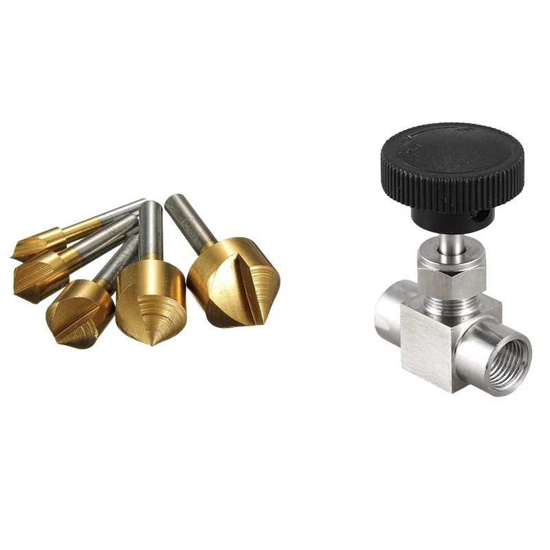 5 Tlg HSS Countersink Counterbore Countersinks Set With Female Thread SS Flow Control Shut Off Needle Valve 
5 Tlg HSS Countersink Counterbore Countersinks Set With Female Thread SS Flow Control Shut Off Needle Valve