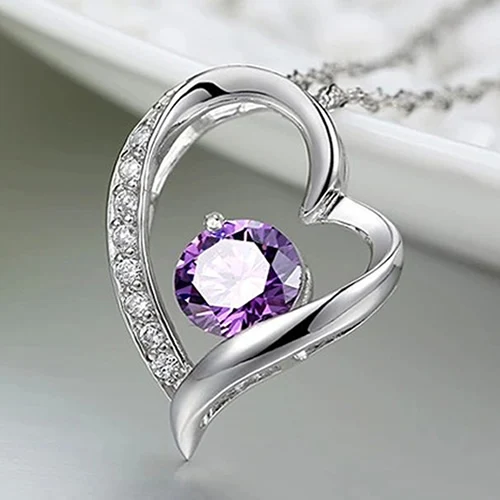 652F модное ожерелье с подвеской в форме сердца из хрустального аметиста, ювелирные изделия
652F модное ожерелье с подвеской в форме сердца из хрустального аметиста, ювелирные изделия