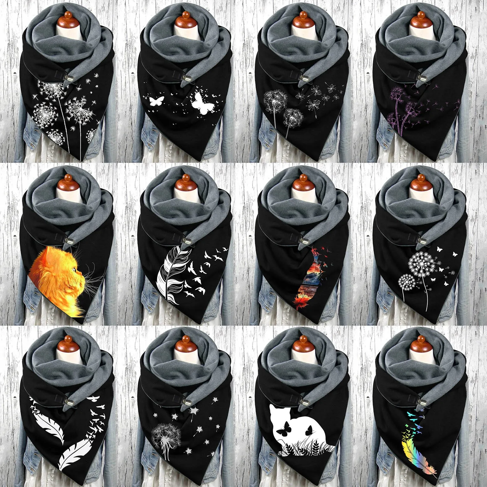 Cute 3D Cat Print Women Winter Scarf Hijabs Female Lady Retro Multi-purpose Shawl Button Scarfs Femme Shawl Wraps Foulard Bufand
Cute 3D Cat Print Women Winter Scarf Hijabs Female Lady Retro Multi-purpose Shawl Button Scarfs Femme Shawl Wraps Foulard Bufand