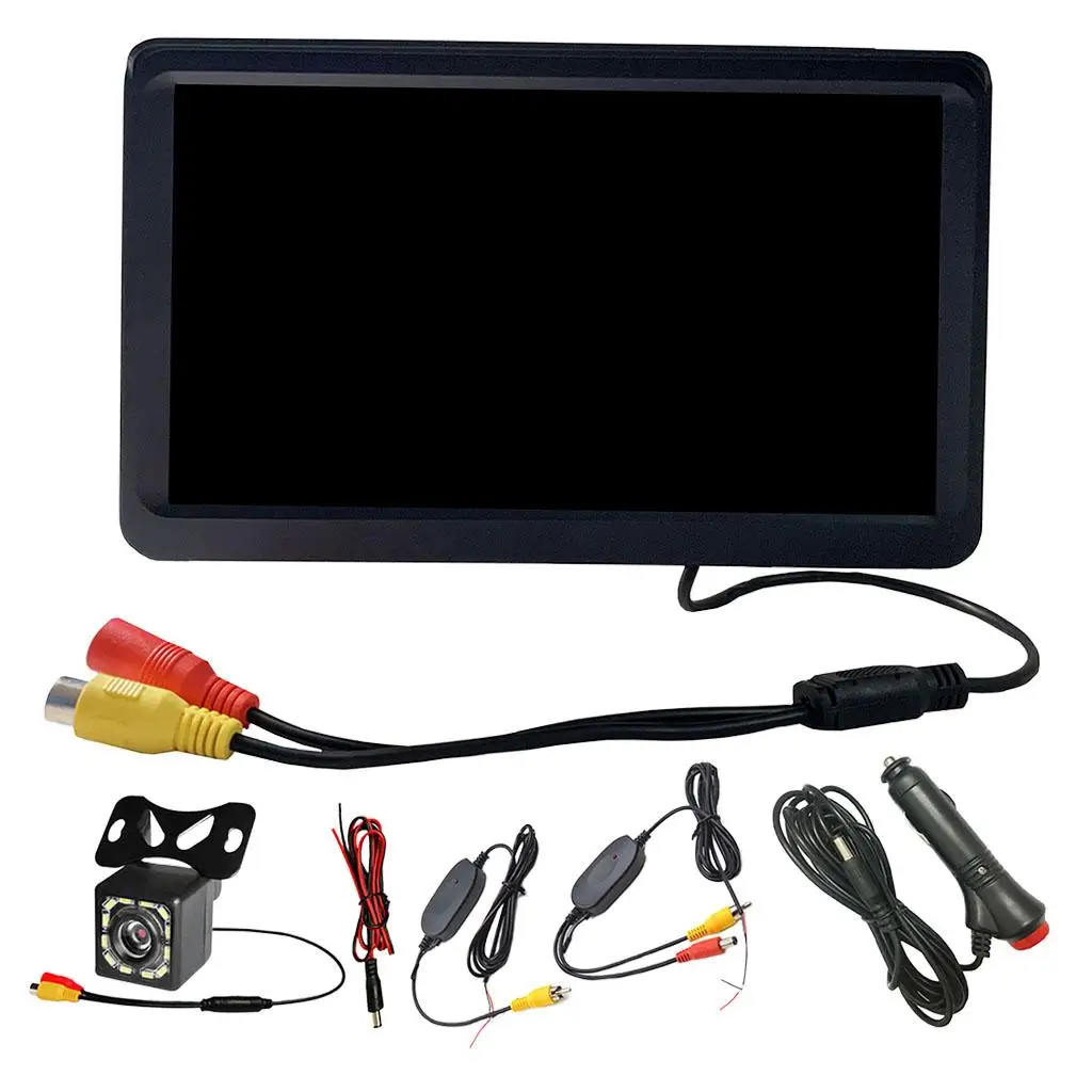 

12V 7" Rear View Car Monitor 2.4G Wireless Receiver Trainsmitter Waterproof 12 LED Camera 170° Wide Angle Park Assist 1024x600