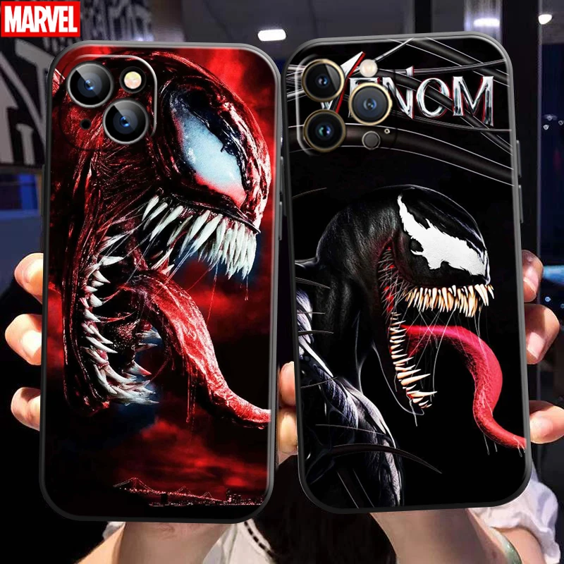 

Venom Marvel For Apple iPhone 13 12 11 Pro Mini X XR XS Max SE2020 5 6 6S 7 8 Plus Phone Case Liquid Silicon Black Carcasa Funda