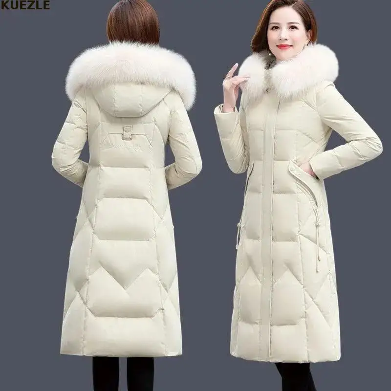 Down Cotton Parker Coat Women 2022 Winter New Long Warm Cotton-Padded Parkas Coats Big Fur Collar Hooded Slim Overcoat Pocket
Down Cotton Parker Coat Women 2022 Winter New Long Warm Cotton-Padded Parkas Coats Big Fur Collar Hooded Slim Overcoat Pocket
