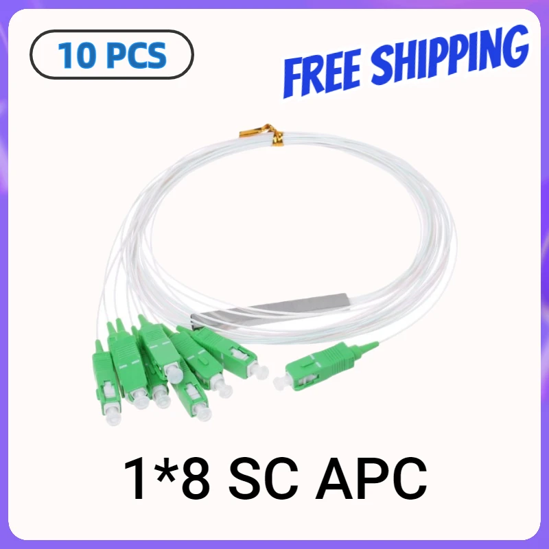 

10PCS/lot Fiber Optical PLC Splitter SC 1 : 8 Mini steel tube type 1x8 0.9mm Fiber Opitc Splitter SC/APC Connector Free Shipping
