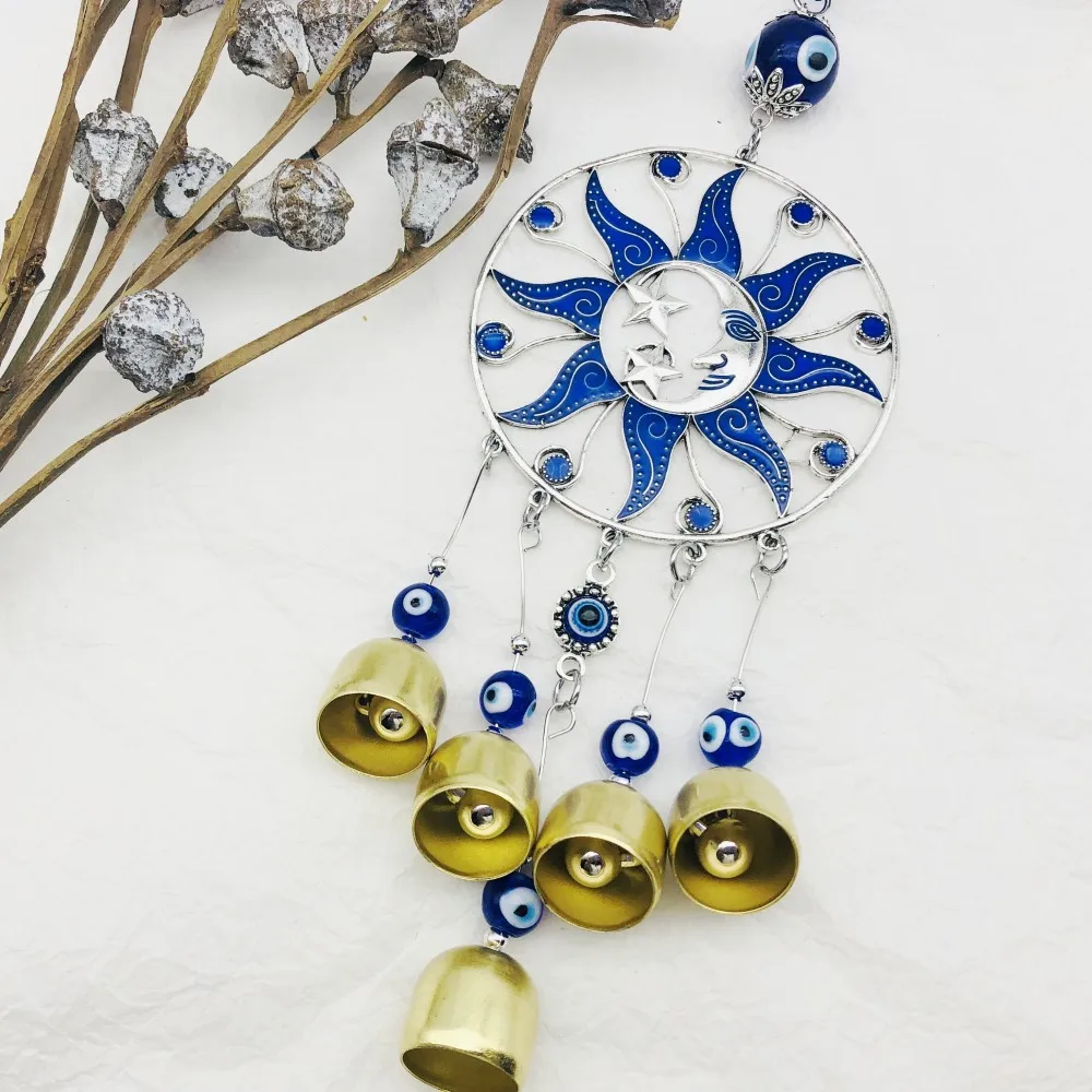 Turkish blue eyes home pendant sun moon wind chime keychain retro European and American glass pendant
Turkish blue eyes home pendant sun moon wind chime keychain retro European and American glass pendant