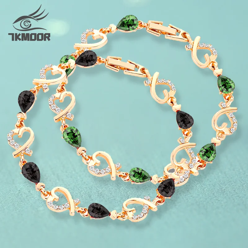 New 5 Colors Heart Chain Bracelet For Female Beautiful Bracelet for Women Colorful Austrian Crystal Fashion Gifts Wholesale 2020
New 5 Colors Heart Chain Bracelet For Female Beautiful Bracelet for Women Colorful Austrian Crystal Fashion Gifts Wholesale 2020