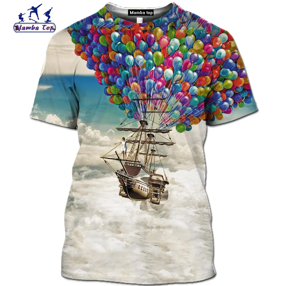 

2023 Summer Mamba Top Parachute Shirt Men's 3D Print Anime Extreme Sport Retro Skydiving T-Shirts Funny Manga Short