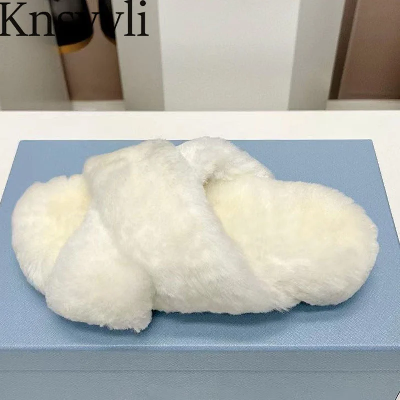 New Fur Flat Slippers Women Black White Grey Wool Slides Comfort Winter Shoes Women Cross Strap Thick Sole Slippers Woman
New Fur Flat Slippers Women Black White Grey Wool Slides Comfort Winter Shoes Women Cross Strap Thick Sole Slippers Woman