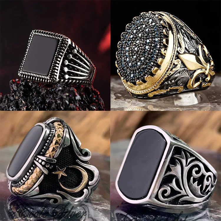 Vintage Men's Silver Color Big Black Zircon Open Ring For Male Geometric Pattern Teens Adjustable Ring Jewelry Wholesale
Vintage Men's Silver Color Big Black Zircon Open Ring For Male Geometric Pattern Teens Adjustable Ring Jewelry Wholesale