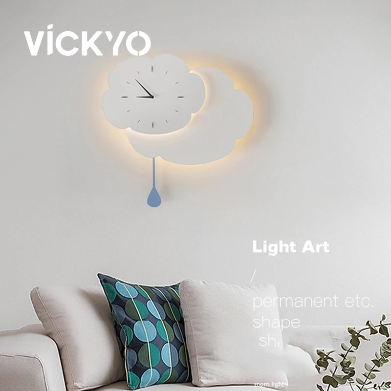

Настенный светильник VICKYO в скандинавском стиле, настенный декоративный креативный будильник, художественный дизайн для гостиной, спальни, освещение, декор для комнаты