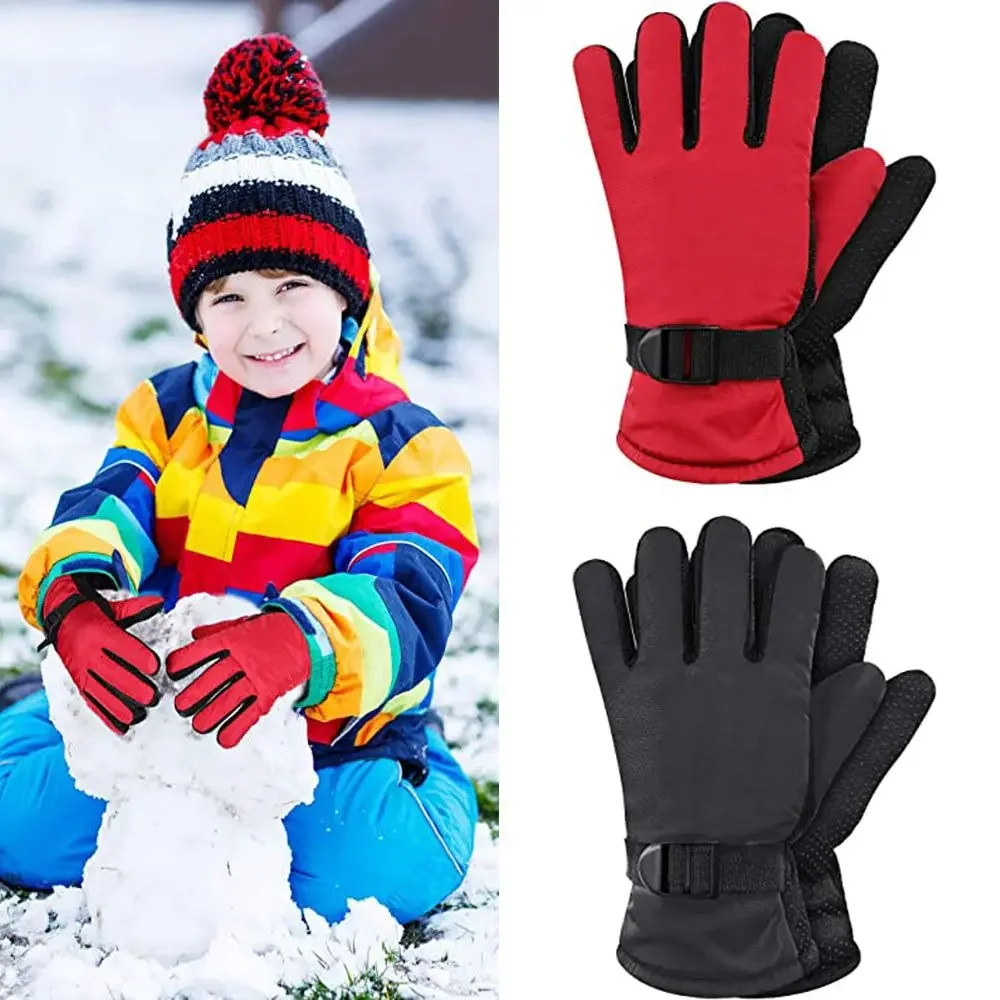 

Зимние теплые перчатки для мальчиков и девочек, ветрозащитные водонепроницаемые Утепленные перчатки для катания на лыжах и сноуборде