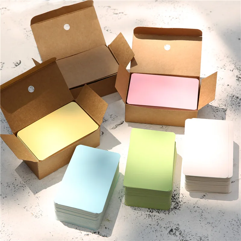 100pcs/box Kraft Paper Card Color Blank Business Card Message Thank You Card Writing Card Label Bookmark Learning Card
100pcs/box Kraft Paper Card Color Blank Business Card Message Thank You Card Writing Card Label Bookmark Learning Card