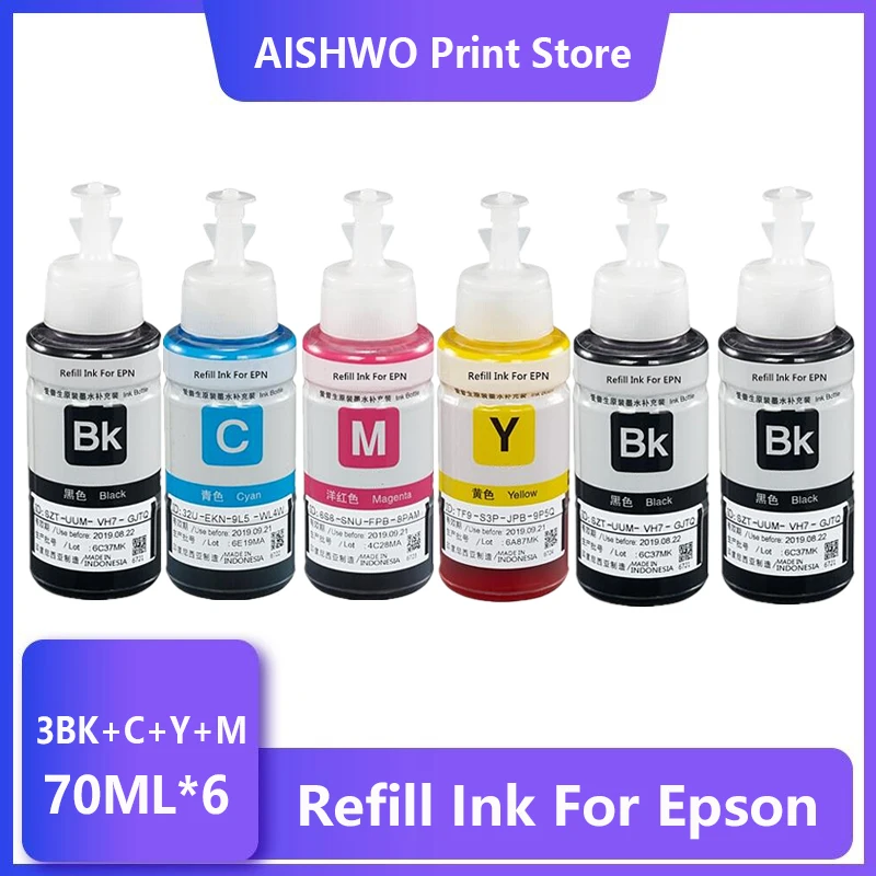

4Color 70ml Dye Refill Ink for Epson L100 L110 L120 L132 L210 L222 L300 L312 L355 L350 L362 L366 L550 L555 L566 Printer