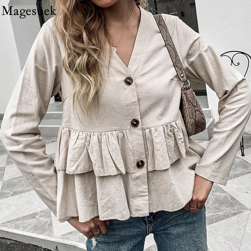 Винтажная рубашка с длинным рукавом, Женская хлопковая блузка с оборками и V-образным вырезом, свободная плиссированная приталенная рубашк...
Винтажная рубашка с длинным рукавом, Женская хлопковая блузка с оборками и V-образным вырезом, свободная плиссированная приталенная рубашк...