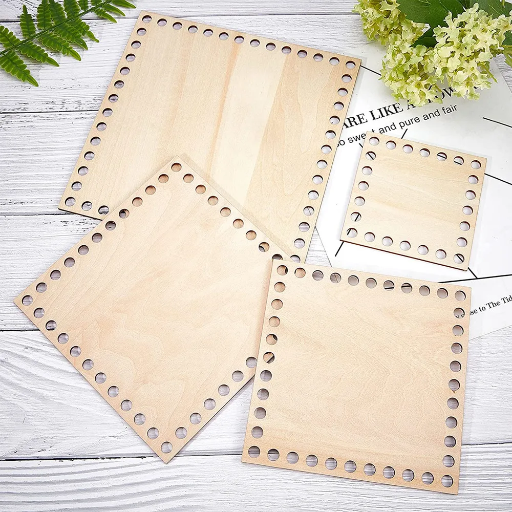 4pcs 10/15/20/25cm Wooden Basket Bottom for Knitting Crochet Basket Bag Square Shape Blank Wood Crafts Base for DIY Weaving
4pcs 10/15/20/25cm Wooden Basket Bottom for Knitting Crochet Basket Bag Square Shape Blank Wood Crafts Base for DIY Weaving