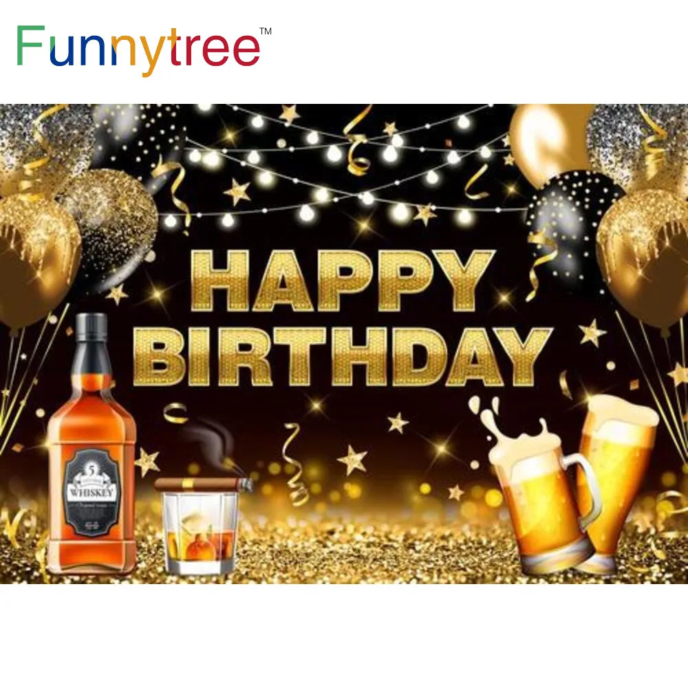 Funnytree Happy Birthday Backdrop Men Whiskey Golden Spots Party Banner Decoration Wallpaper Photography Background Photo Booth
Funnytree Happy Birthday Backdrop Men Whiskey Golden Spots Party Banner Decoration Wallpaper Photography Background Photo Booth