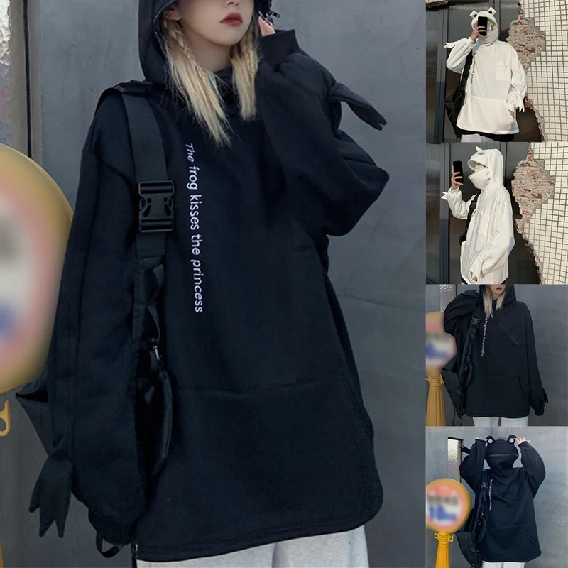 Female Frog Design Sense Hooded Casual Plus Velvet Jacket Autumn All-Match Sweater 
Female Frog Design Sense Hooded Casual Plus Velvet Jacket Autumn All-Match Sweater