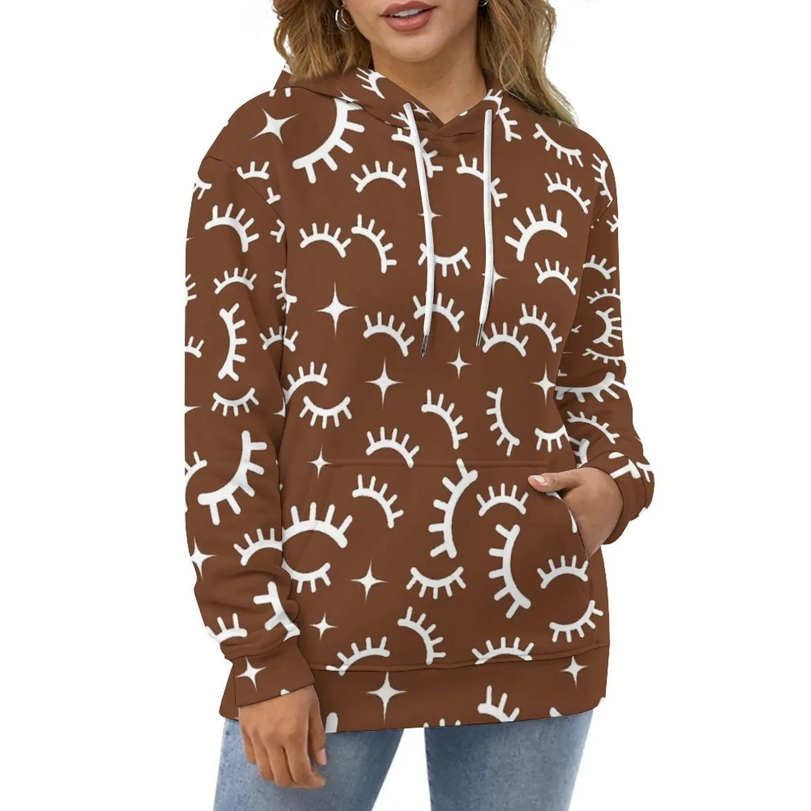 Eyelashes Print Casual Hoodies White And Brown Kawaii Hoodie Woman Long Sleeve Harajuku Printed Loose Oversized Clothing
Eyelashes Print Casual Hoodies White And Brown Kawaii Hoodie Woman Long Sleeve Harajuku Printed Loose Oversized Clothing