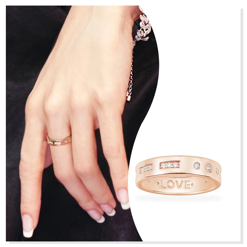 925 sterling silver zircon ring rose gold Love silver ring 2022 new holiday gift original ins cold wind luxury simple boutique
925 sterling silver zircon ring rose gold Love silver ring 2022 new holiday gift original ins cold wind luxury simple boutique
