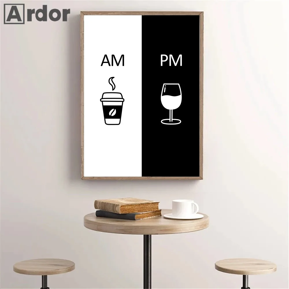 AM Coffee PM Wine Canvas Poster Painting Kitchen Sign Print Black and White Posters Nordic Wall Art Picures Living Room Decor
AM Coffee PM Wine Canvas Poster Painting Kitchen Sign Print Black and White Posters Nordic Wall Art Picures Living Room Decor