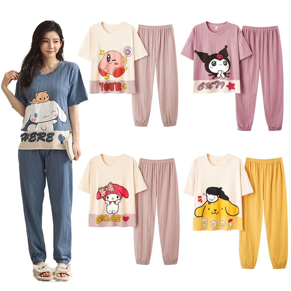 Kawaii Sanrios Anime My Melody Cinnamoroll Kuromi Cute Cartoon Pajamas Summer Home Clothes Two Piece Set Girl Birthday Gift
Kawaii Sanrios Anime My Melody Cinnamoroll Kuromi Cute Cartoon Pajamas Summer Home Clothes Two Piece Set Girl Birthday Gift