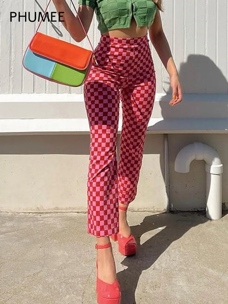 Women's Pink Plaid Ankle-Length Pants Tight High Waist Straight Pants New Fashion Casual All-match Harajuku Streetwear Y2K
Women's Pink Plaid Ankle-Length Pants Tight High Waist Straight Pants New Fashion Casual All-match Harajuku Streetwear Y2K