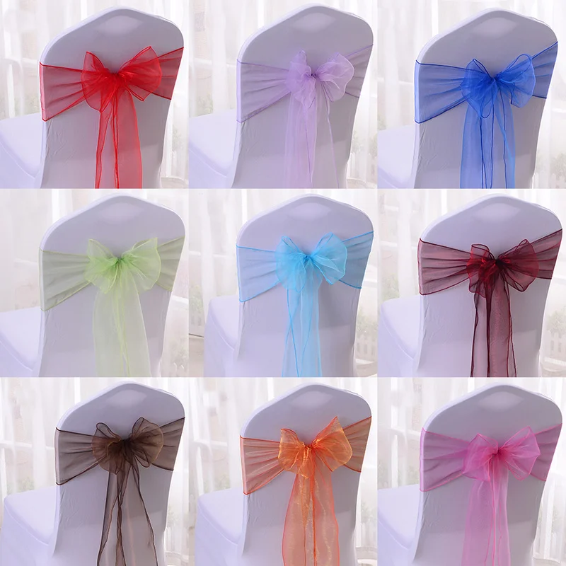 50/100pcs High Quality Sash Organza Chair Sashes Wedding Chair Knot Decoration Chairs Bow band Belt Ties For Banquet Weddings 
50/100pcs High Quality Sash Organza Chair Sashes Wedding Chair Knot Decoration Chairs Bow band Belt Ties For Banquet Weddings