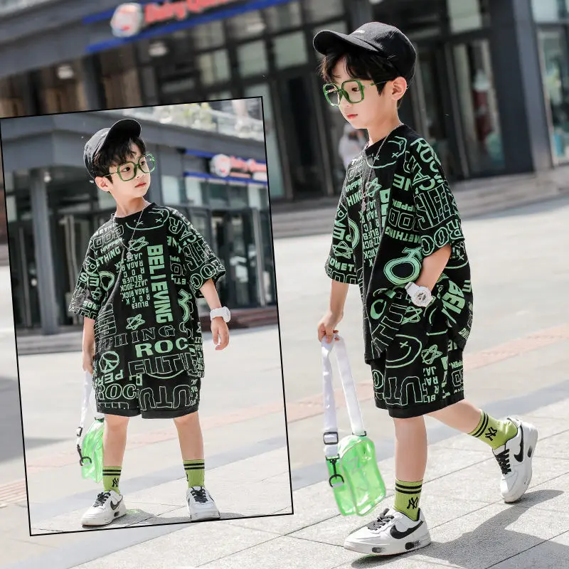 2023 New Children Clothes Fashion Summer Baby teenage boy Clothing Boys hiphop korean Casual T-Shirt Shorts 2Pcs/Sets 3-12 years
2023 New Children Clothes Fashion Summer Baby teenage boy Clothing Boys hiphop korean Casual T-Shirt Shorts 2Pcs/Sets 3-12 years