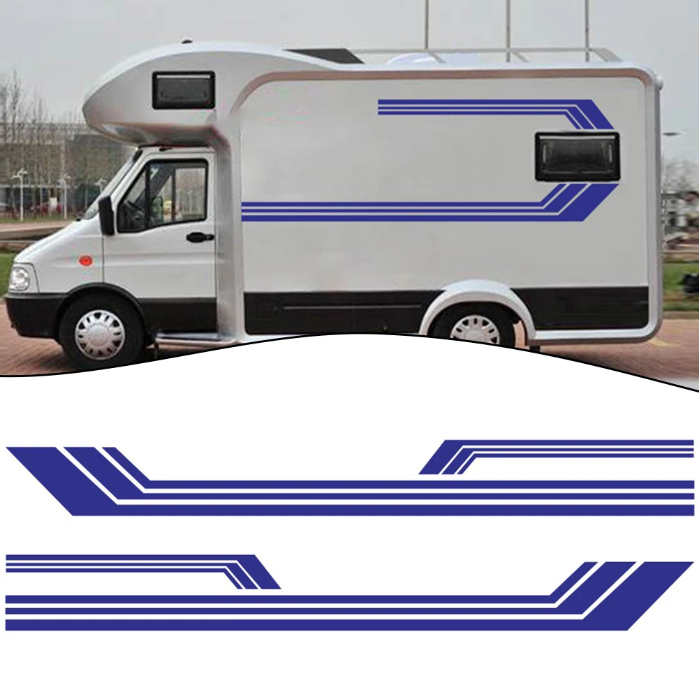 2 Set Universal RV Camper Van Caravan Sticker Body Striped Graphic Blue Styling Decoration Exterior Accessories
2 Set Universal RV Camper Van Caravan Sticker Body Striped Graphic Blue Styling Decoration Exterior Accessories