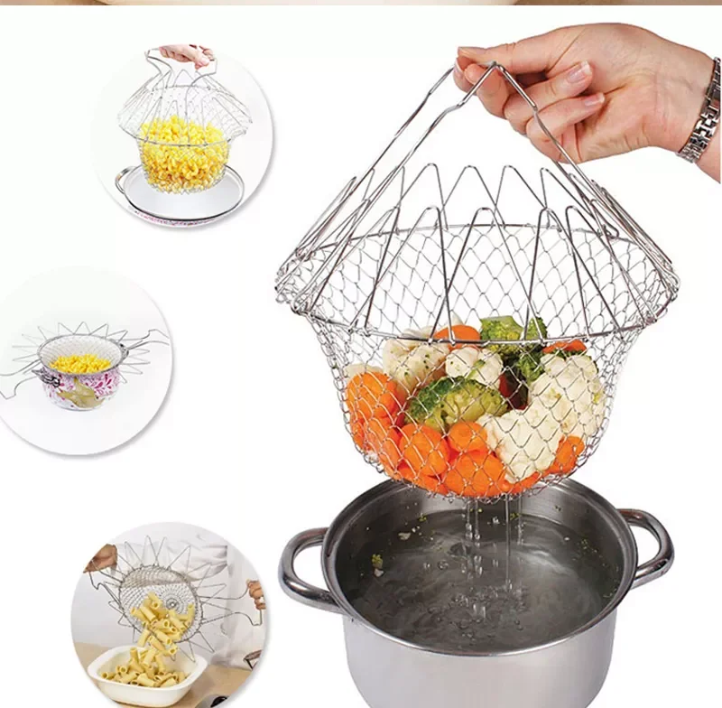 Multifunction Foldable Steam Rinse Strain Fry French Chef Basket Drainer Magic Basket Mesh Basket Strainer Net Kitchen Gadgets
Multifunction Foldable Steam Rinse Strain Fry French Chef Basket Drainer Magic Basket Mesh Basket Strainer Net Kitchen Gadgets
