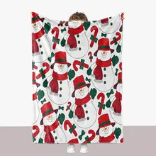 Winter Blanket Warm Flannel Christmas Blankets Bedspread On The Bed Decorative Home Santa Snowman Print Knee Blankets Bedding