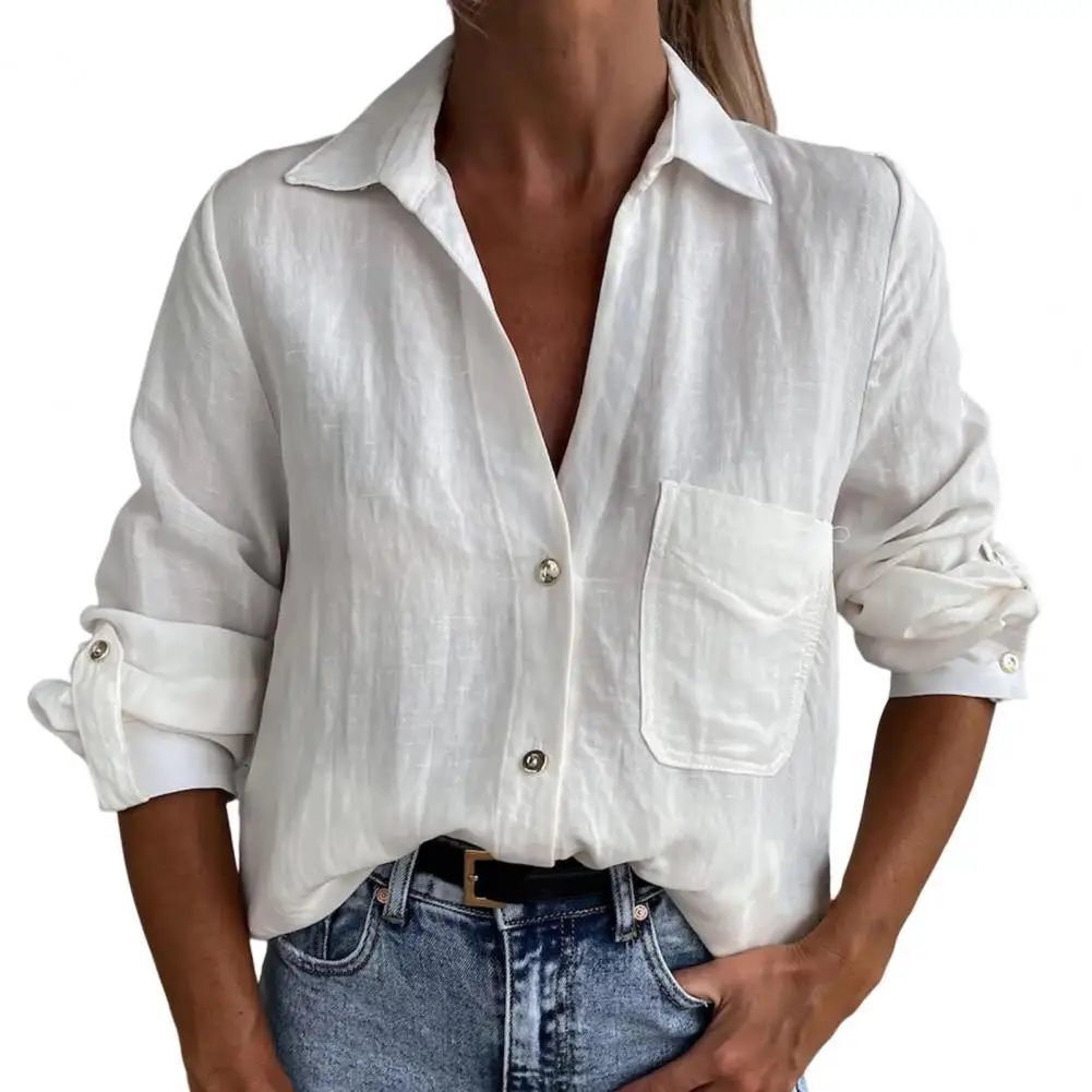 Elegant Lapel Single-breasted Placket Patch Pocket Women Shirt Autumn Casual Long Sleeve Fashion Shirt Blouse Female Clothing
Elegant Lapel Single-breasted Placket Patch Pocket Women Shirt Autumn Casual Long Sleeve Fashion Shirt Blouse Female Clothing