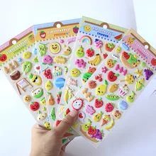 Random One Piece Fruit Shop Apple Grape Bubble Sticker Kawaii 3D Creative Vegetables Pumpkin Shopkines for DIY Diary Book Decor