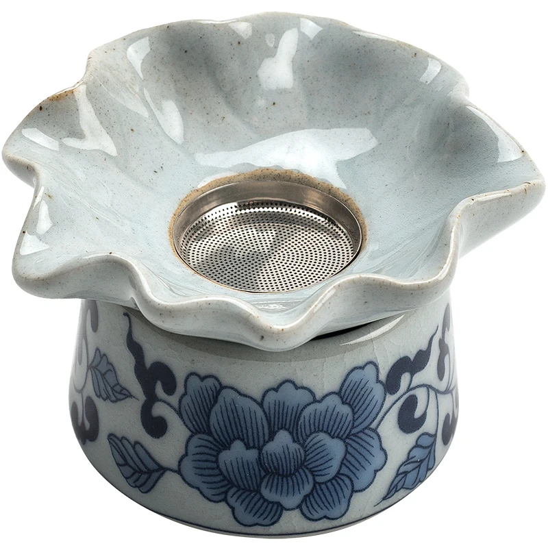 

Blue and White Porcelain Tea Strainer Interlock Branch Lotus Tea Strainer Kung Fu Teaware Set Accessories Household Tea Filter