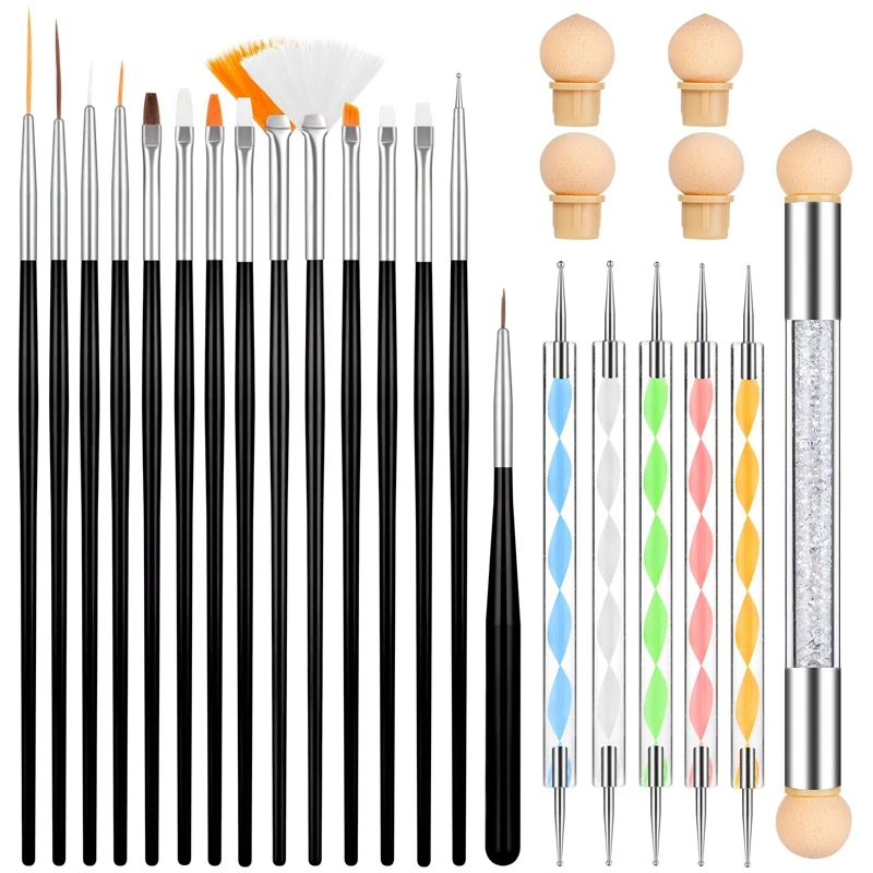 25 Pieces Professional Gel Nail Brushes, Nail Art Brush Builder Kit And Dot Pen For Manicure Detailing Painting
25 Pieces Professional Gel Nail Brushes, Nail Art Brush Builder Kit And Dot Pen For Manicure Detailing Painting