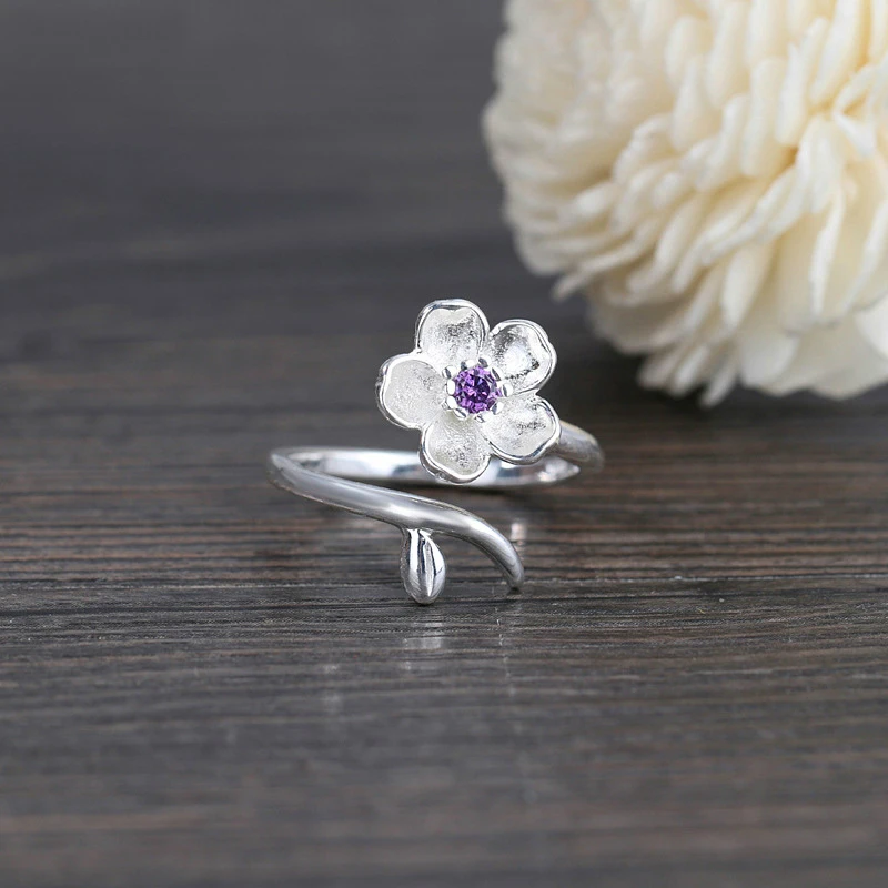 TURAVZCC Handmade Purple Flower Cherry Blossom Finger Zircon Ring For Women Fashion Jewelry
TURAVZCC Handmade Purple Flower Cherry Blossom Finger Zircon Ring For Women Fashion Jewelry
