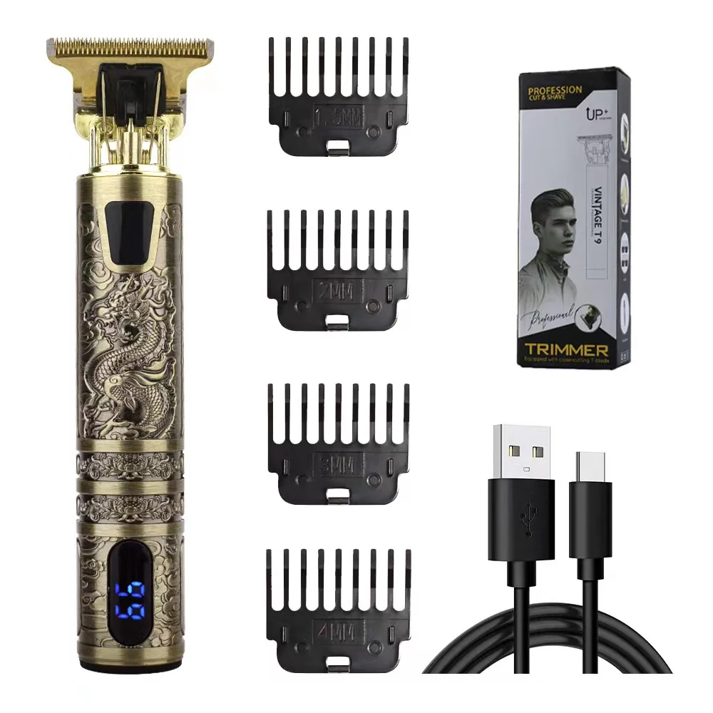 

3 Pieces/Lot, LCD Screen Hair Clipper T9 0mm Electric Men's Cordless Hair Clipper Professional Beard Barber Hairdresser