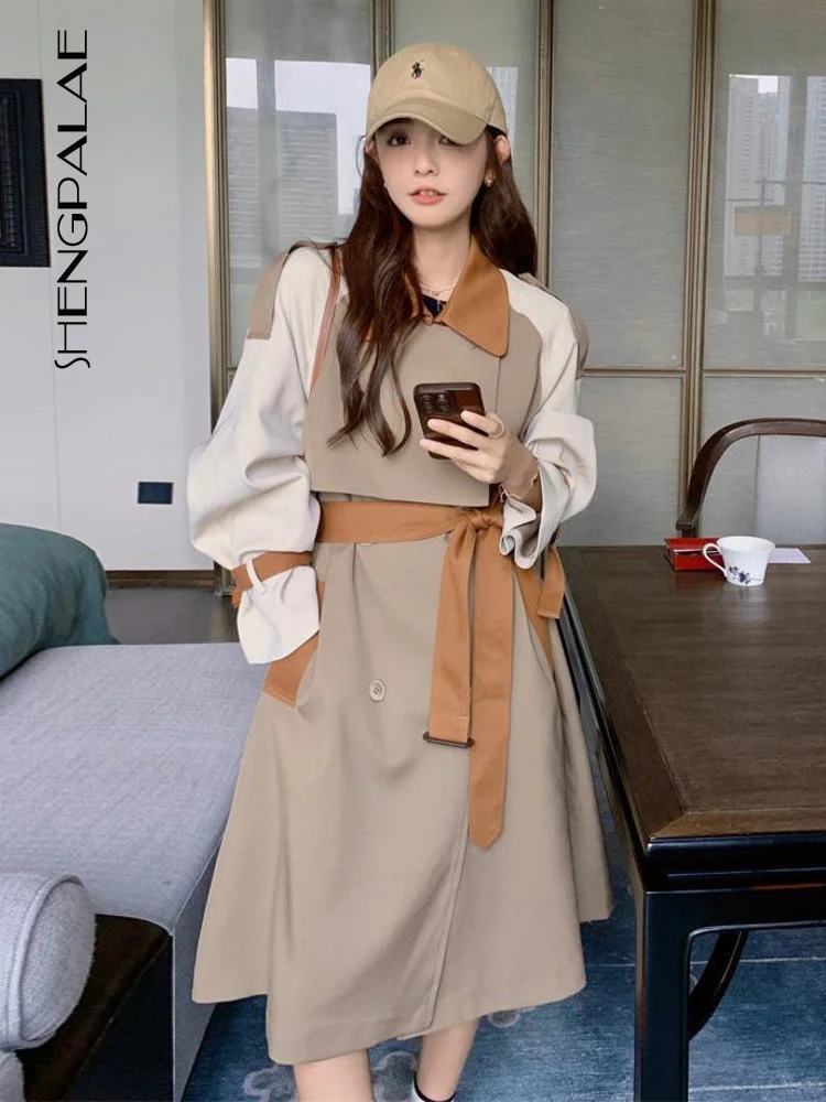 SHENGPALAE Turn-down Collar Trench Coat Outwear Contrasting Temperament Korea Chic Patchwork Long Sleeve Women's Windbreaker
SHENGPALAE Turn-down Collar Trench Coat Outwear Contrasting Temperament Korea Chic Patchwork Long Sleeve Women's Windbreaker