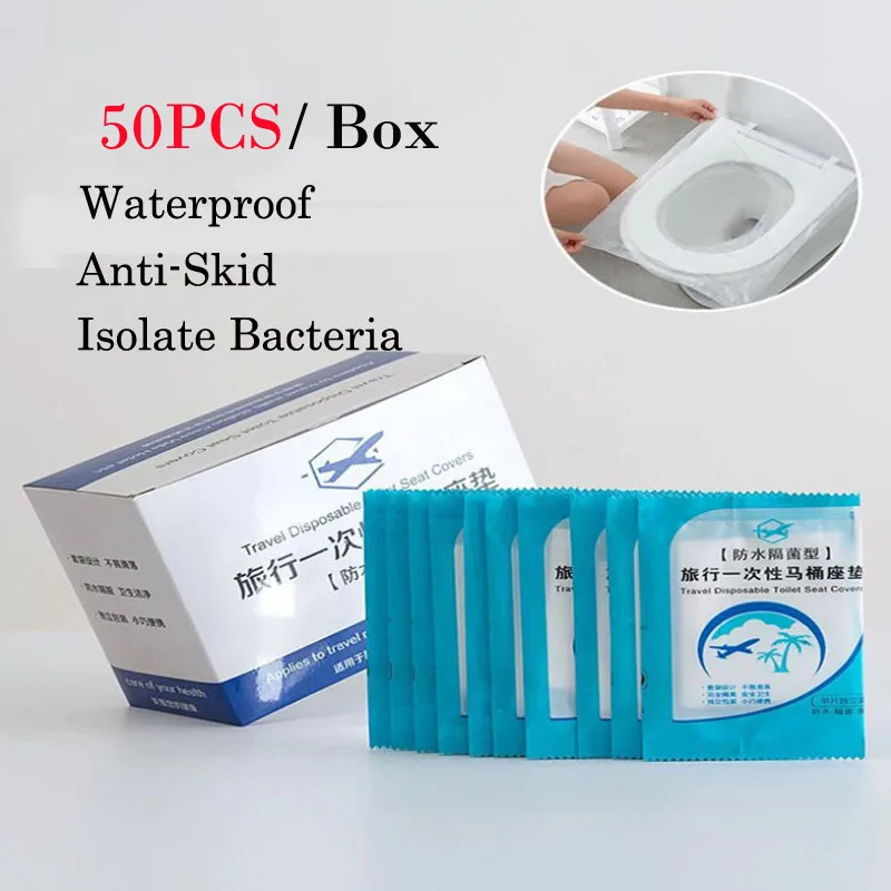 50Pcs/Bag Disposable Toilet Seat Cover Portable Waterproof Antibacterial Toilet Cushion for Travel Camping Bathroom 
50Pcs/Bag Disposable Toilet Seat Cover Portable Waterproof Antibacterial Toilet Cushion for Travel Camping Bathroom