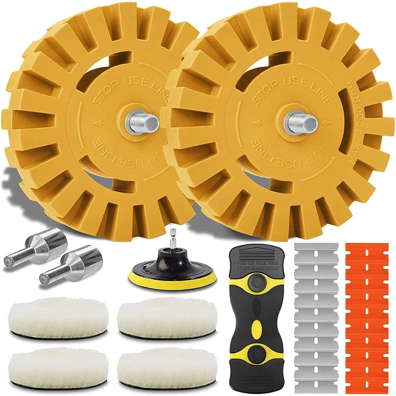 Decal Remover Eraser Wheel, Adhesive Sticker Remover Wheel , Plastic Razor Blades Pinstripe Vinyl Removal Tool
Decal Remover Eraser Wheel, Adhesive Sticker Remover Wheel , Plastic Razor Blades Pinstripe Vinyl Removal Tool